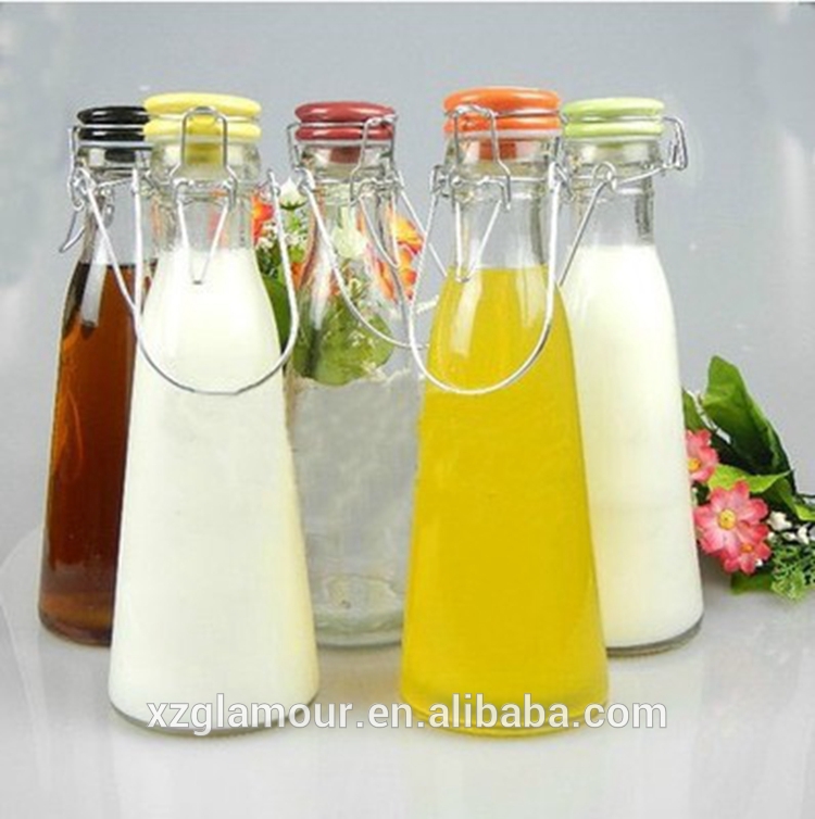 500ml 1000ml Round Flip Top Vintage Style Glass Milk Bottles with Swing top