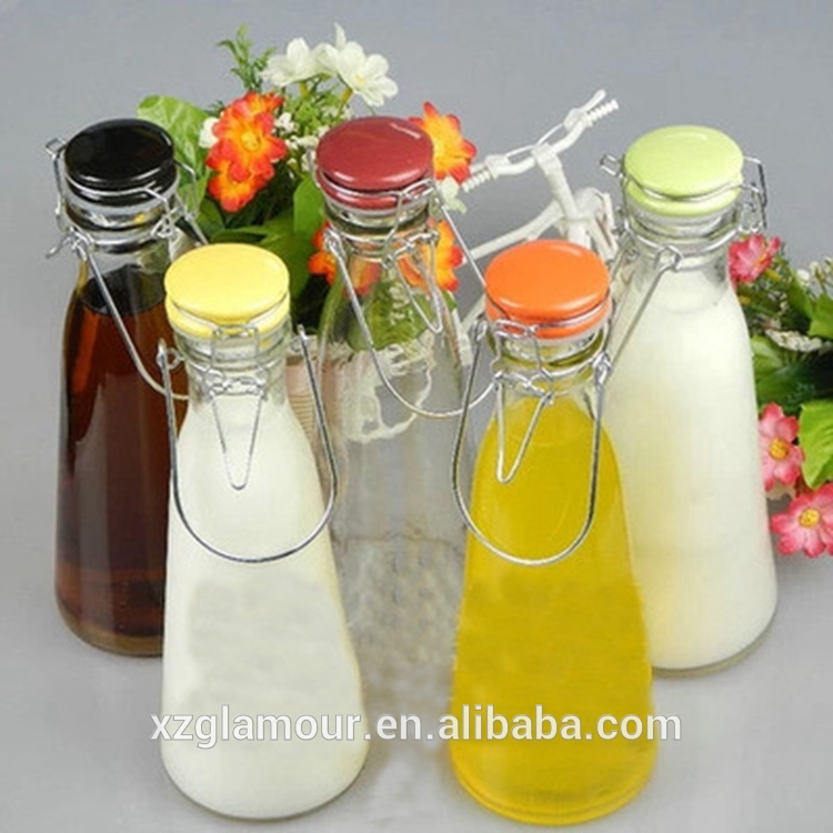 500ml 1000ml Round Flip Top Vintage Style Glass Milk Bottles with Swing top