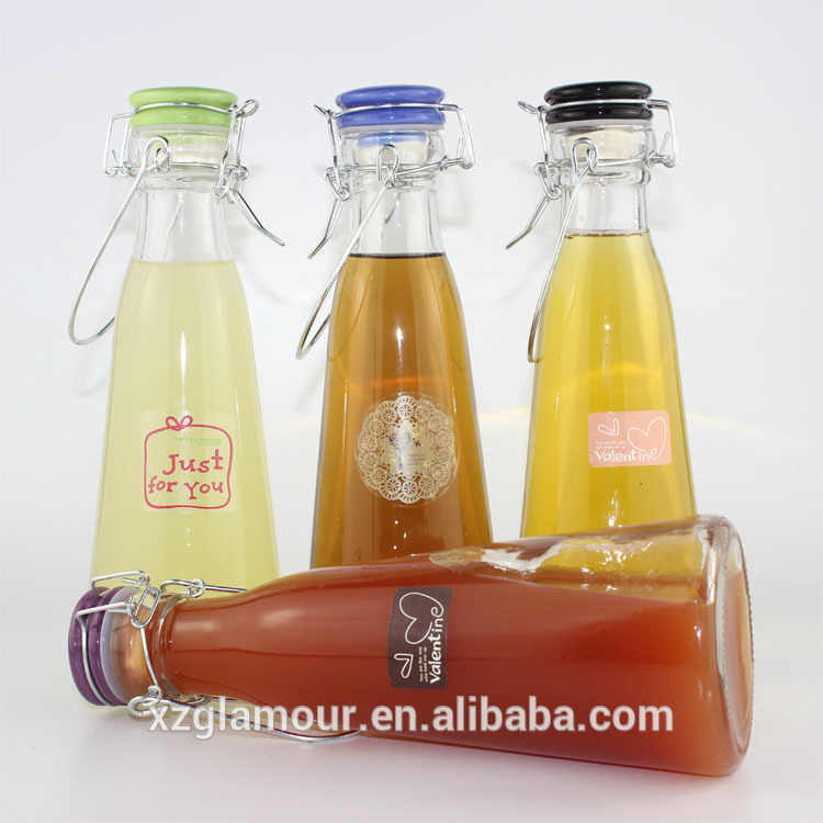 500ml 1000ml Round Flip Top Vintage Style Glass Milk Bottles with Swing top