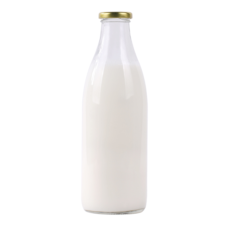 500ml 1000ml clear empty glass round milk bottles with metal lids juice glass bottles
