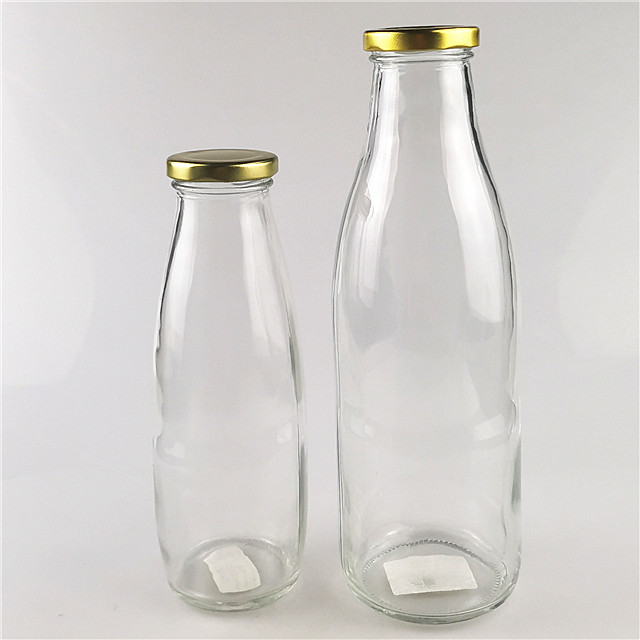 500ml 1000ml clear milk glass bottle for water  with lid