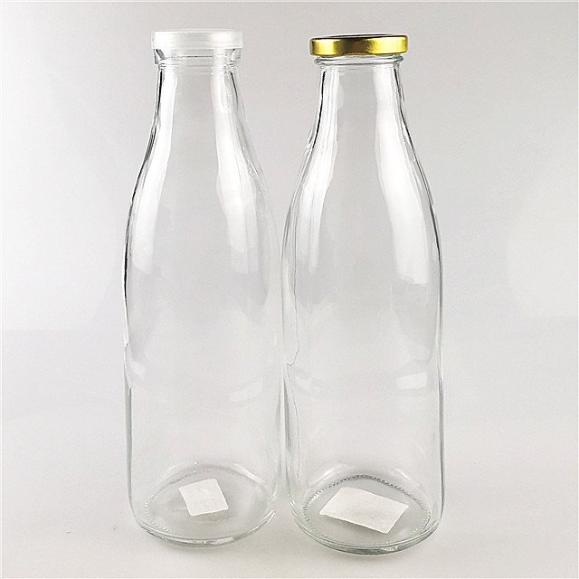 500ml 1000ml clear milk glass bottle for water with lid