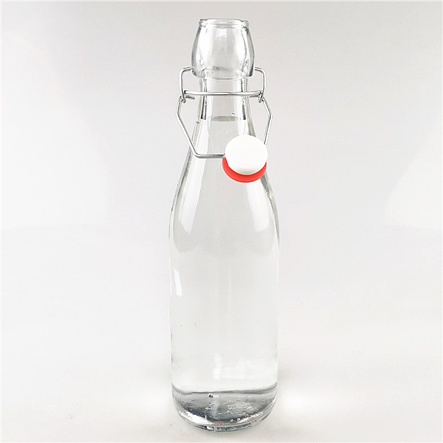 500ml 1000ml glass beverage bottle with flip top clip lid