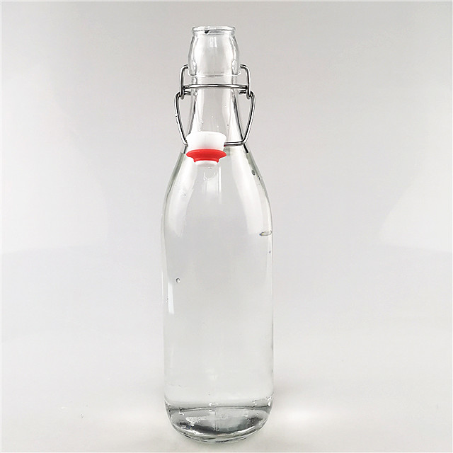 500ml 1000ml glass beverage bottle with flip top clip lid