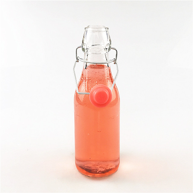 500ml 1000ml glass beverage bottle with flip top clip lid