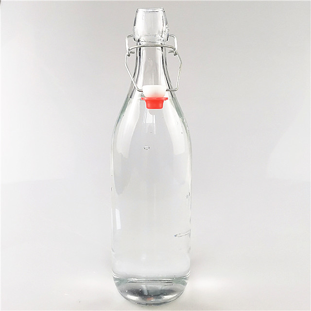 500ml 1000ml glass beverage bottle with flip top clip lid
