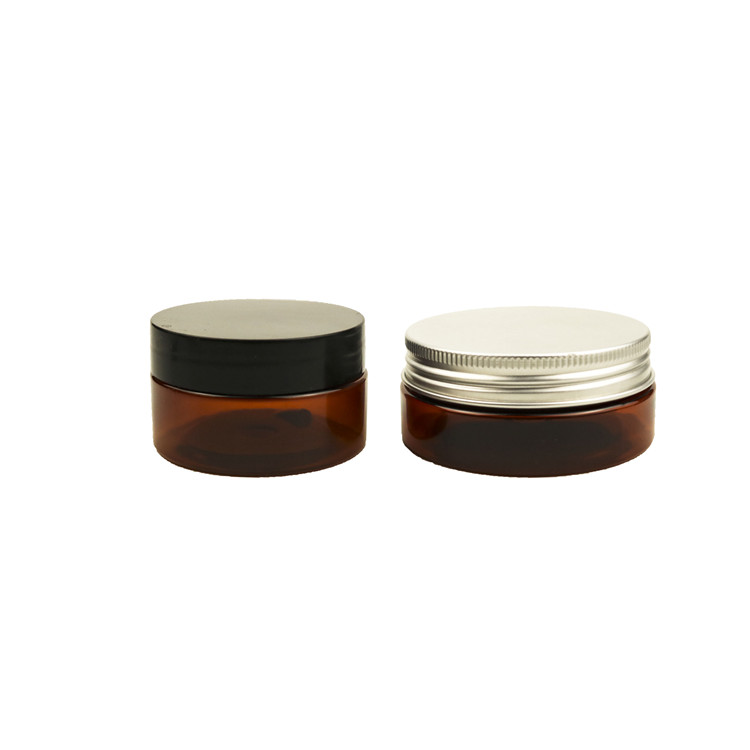 500ml 100ml transparent amber plastic pet jar for soap, powder, mask, pigment pet plastic jar with aluminum caps/lid envases
