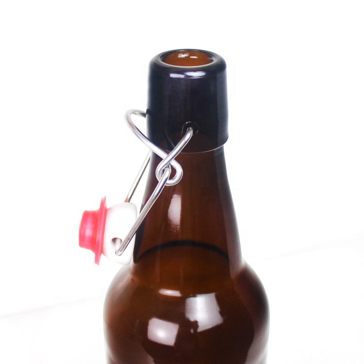 500ml 16 oz Home Brewing Amber Glass Beer Bottles with Wire Flip Swing Top Caps