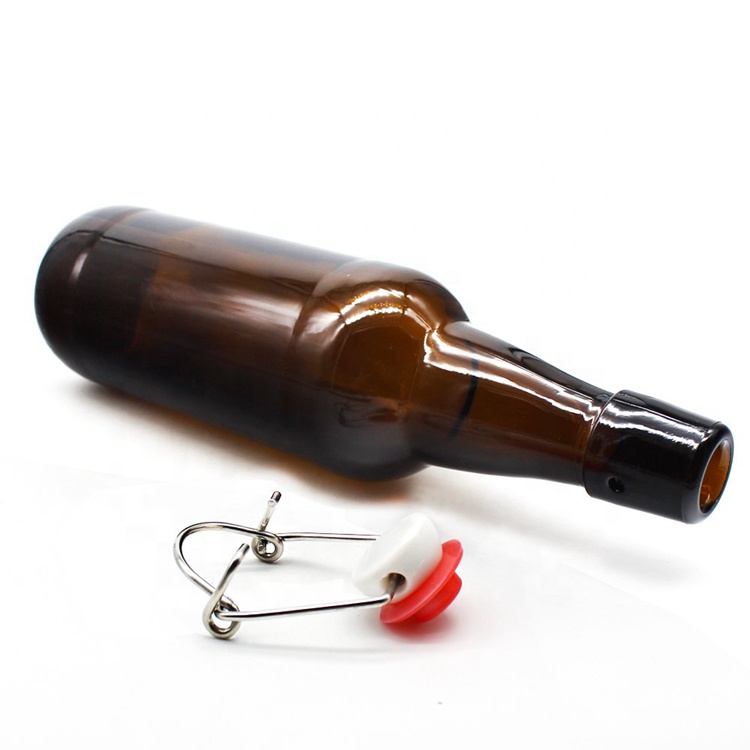 500ml 16 oz Home Brewing Amber Glass Beer Bottles with Wire Flip Swing Top Caps