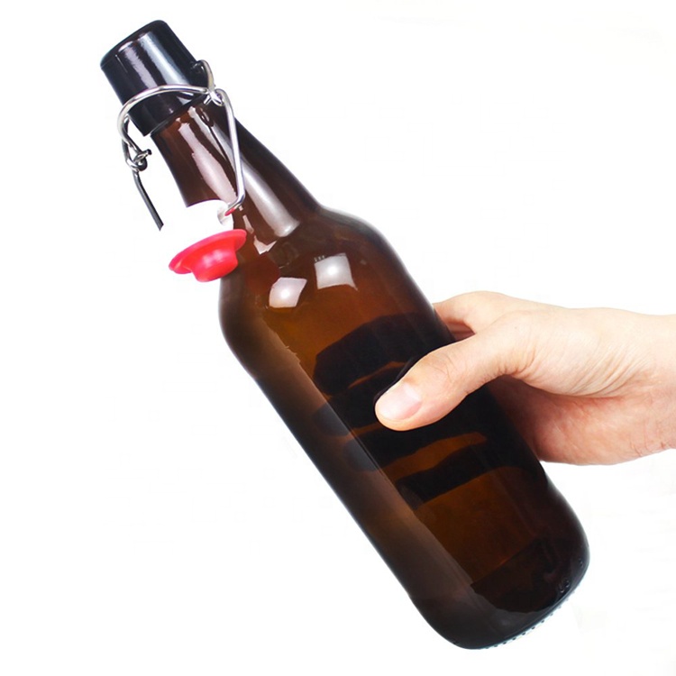 500ml 16 oz Home Brewing Amber Glass Beer Bottles with Wire Flip Swing Top Caps