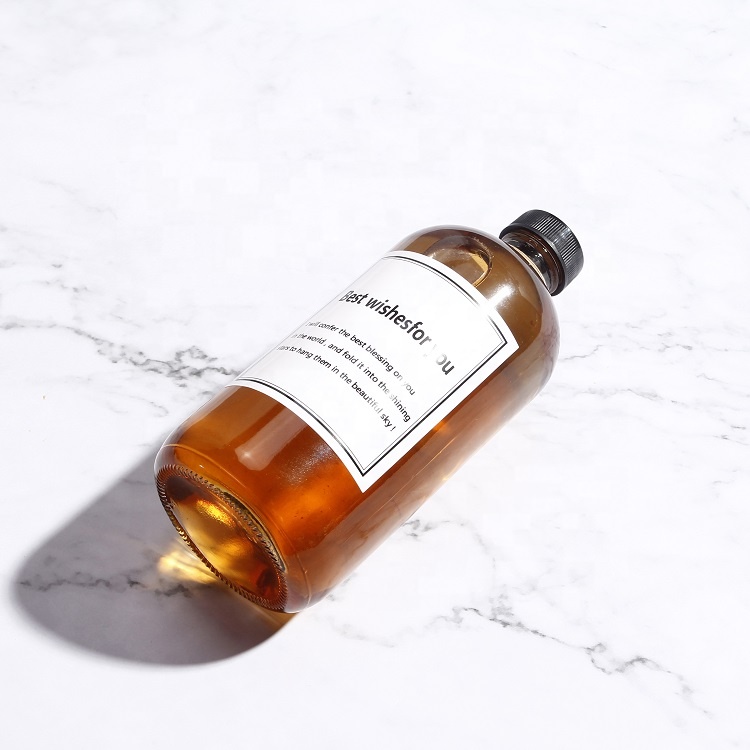 500ml 16 oz amber wholesale round cold brew glass bottles with lid