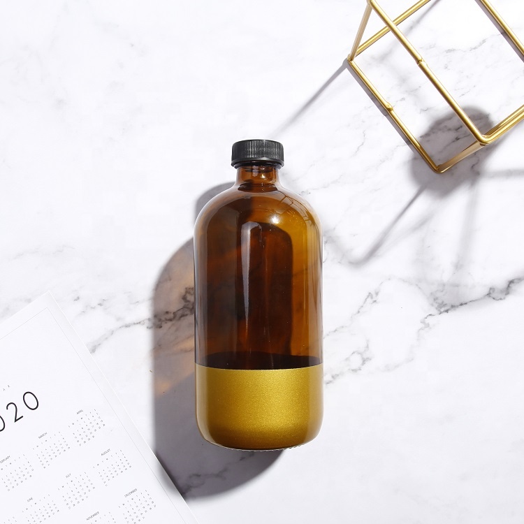 500ml 16 oz amber wholesale round cold brew glass bottles with lid
