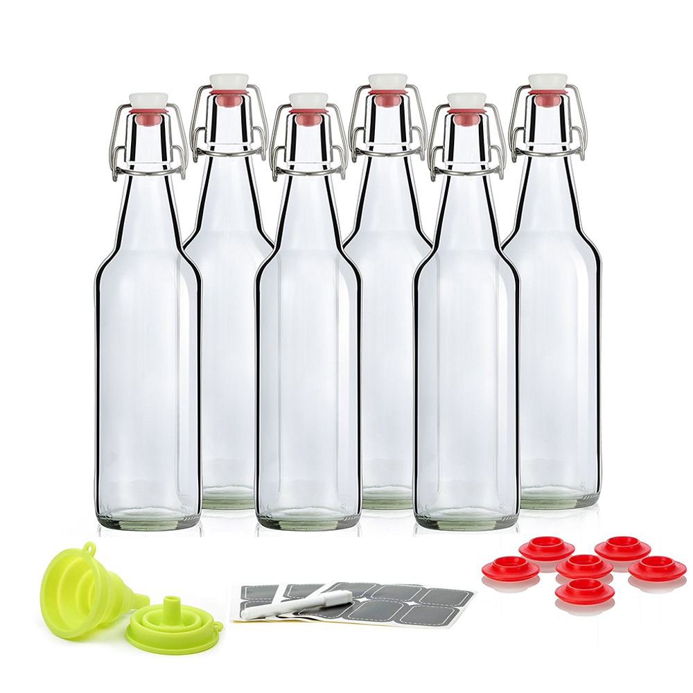 500ml 16oz Flip Top Home Brewing Kombucha Beer Glass Bottle For Beverage With Swing Top Caps
