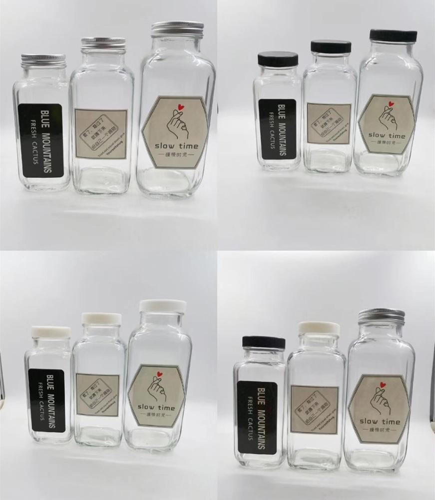 500ml 16oz Milk Glass Bottle Mockups For Food and French Fresh Beverage Packaging