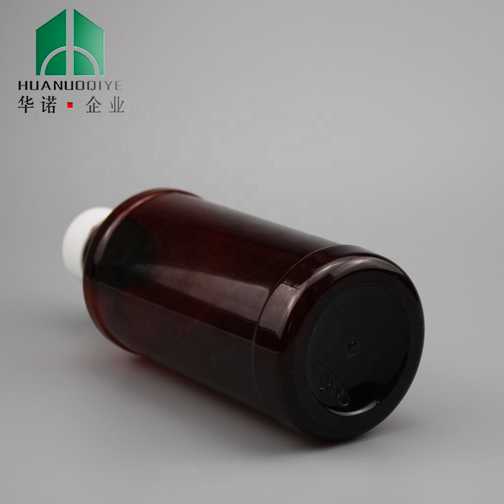 500ml/16oz Pharmaceutical Pet Amber Plastic Bottles Cough Syrup Bottle for Liquid with 28mm Child Proof Cap