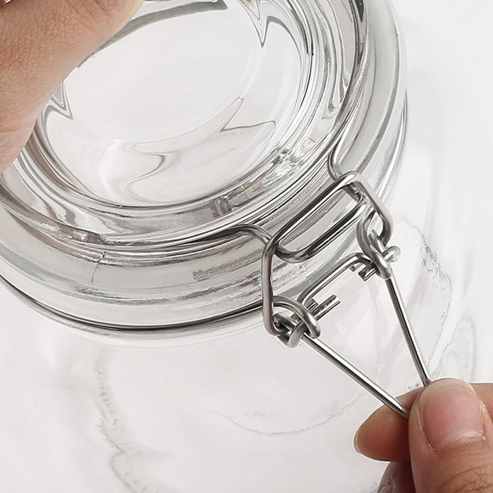 500ml 16oz round empty airtight glass preserving jar with clip top lid for candy peanut butter jelly pickled cucumbers