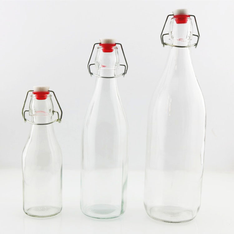 500ml 17oz empty glass bottle for liquor with rubber seal airtight lids