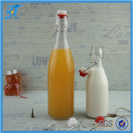 500ml 17oz empty glass bottle for liquor with rubber seal airtight lids