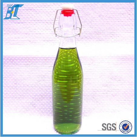 500ml 17oz empty glass bottle for liquor with rubber seal airtight lids