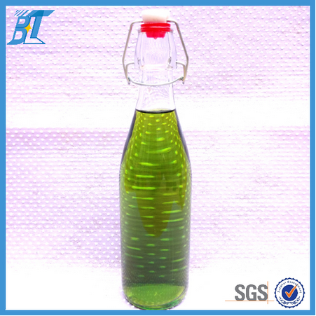 500ml 17oz empty glass bottle for liquor with rubber seal airtight lids