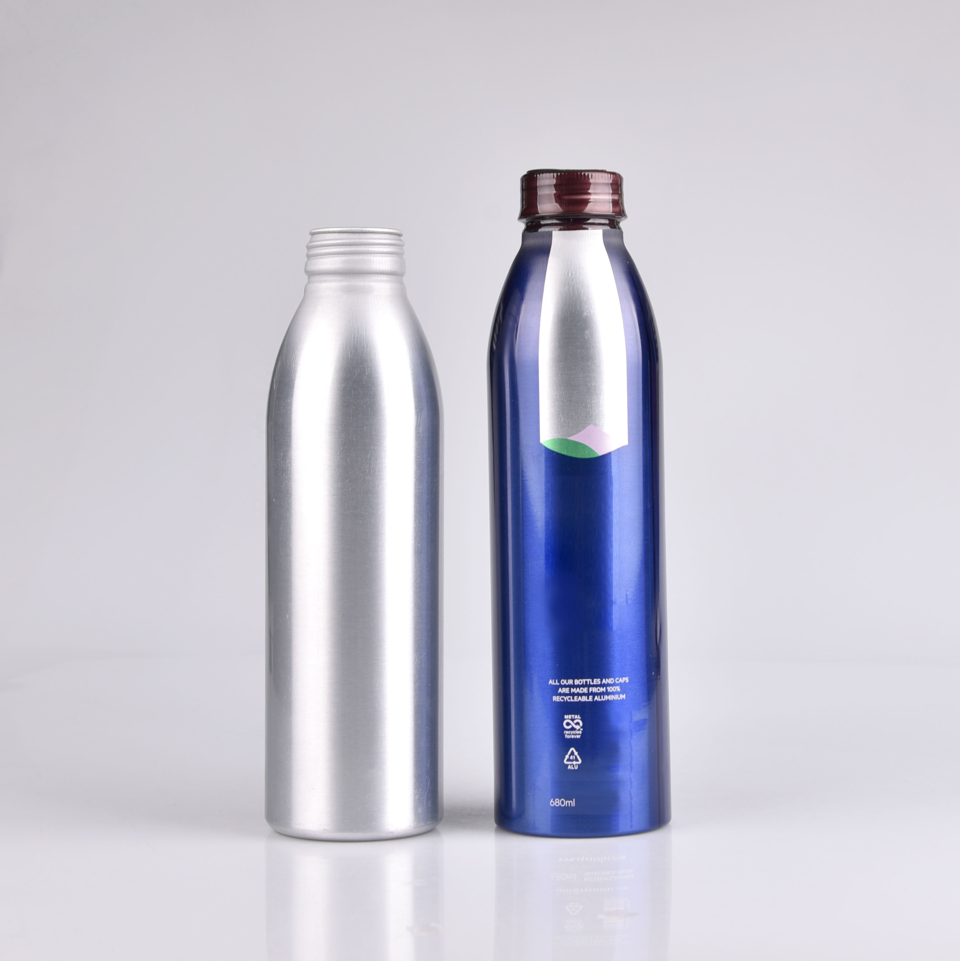 500ml 600ml 700ml 750ml Factory Wholesale Bpa Free aluminum water bottle With ROPP Cap