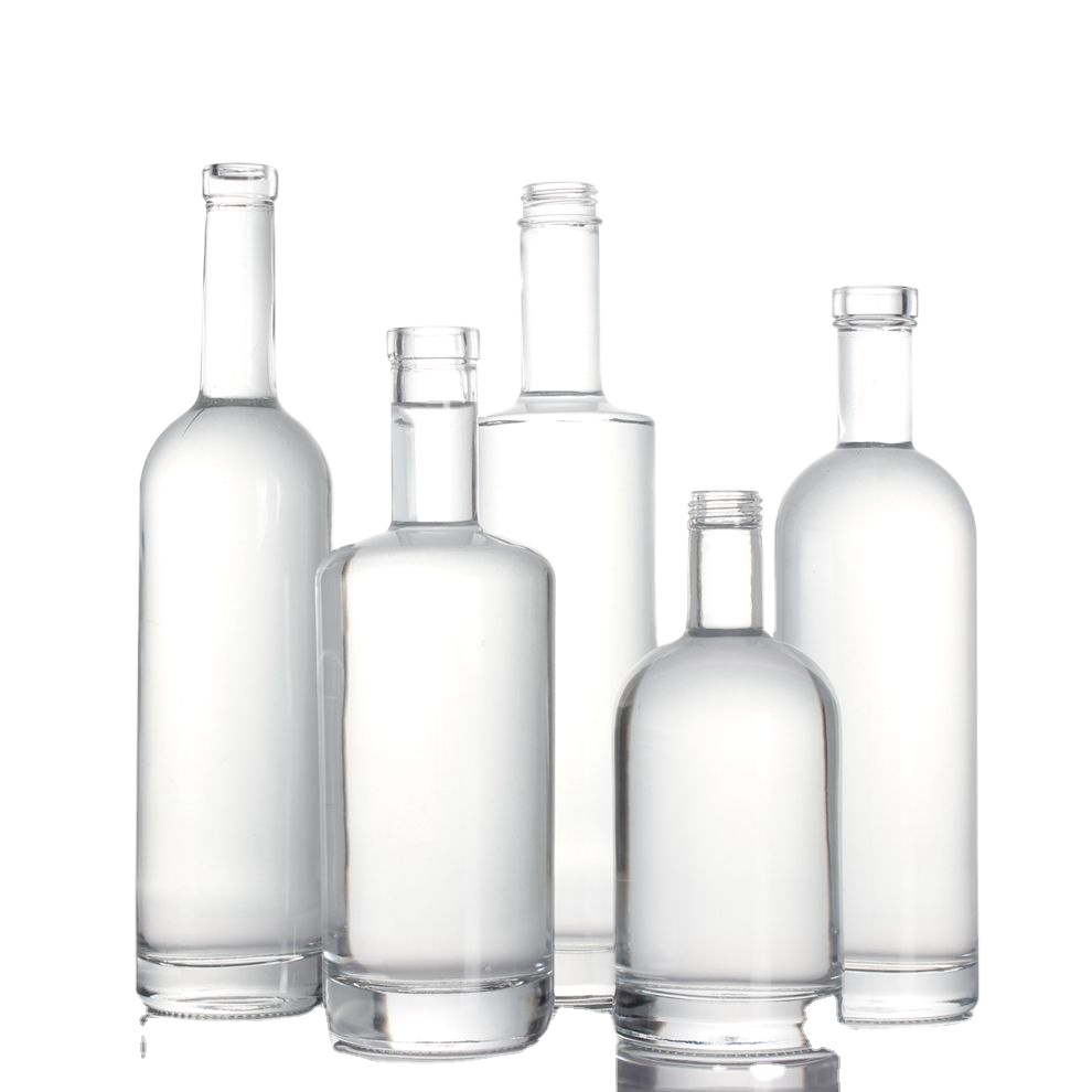 500ml 700ml 750ml round extra flint clear alcohol rum gin tequila vodka brandy glass bottle with stopper