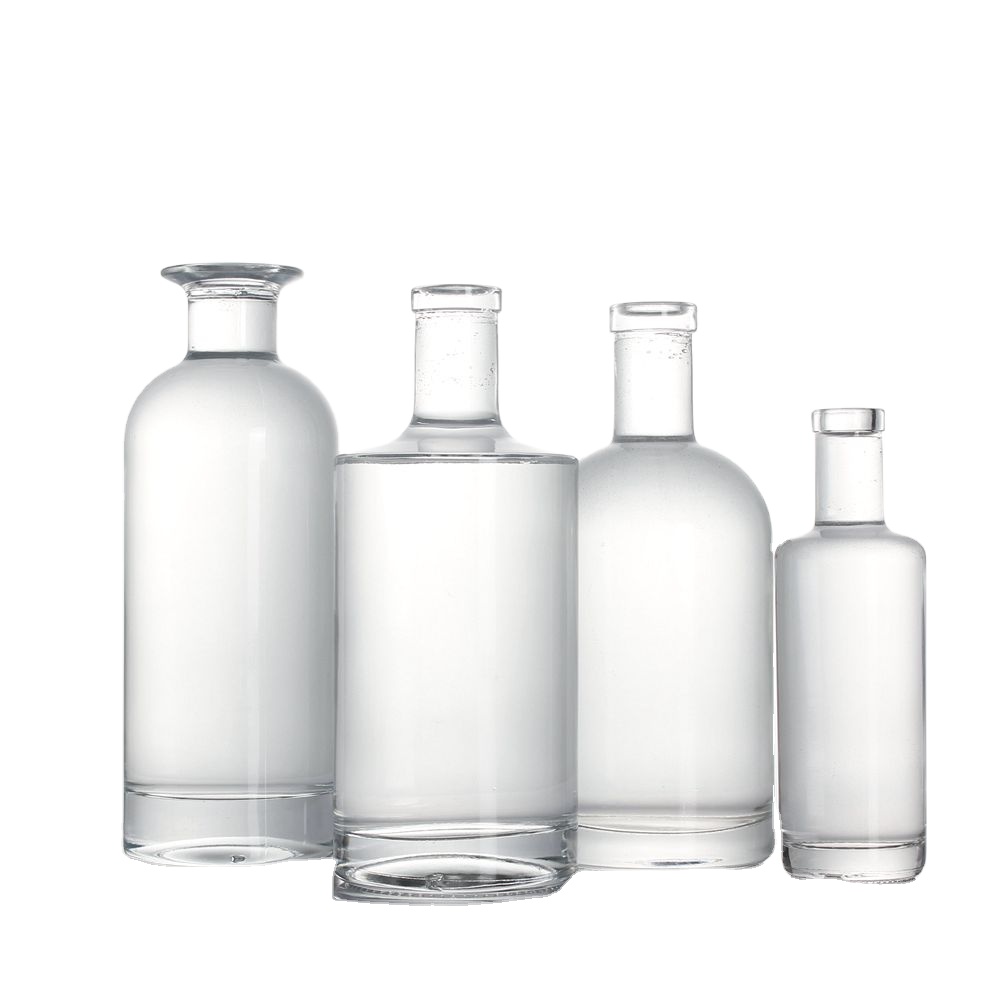 500ml 700ml 750ml round extra flint clear alcohol rum gin tequila vodka brandy glass bottle with stopper