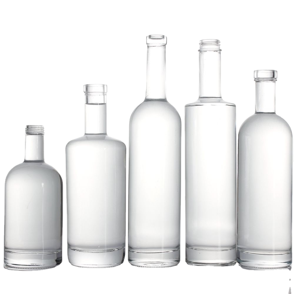 500ml 700ml 750ml round extra flint clear alcohol rum gin tequila vodka brandy glass bottle with stopper