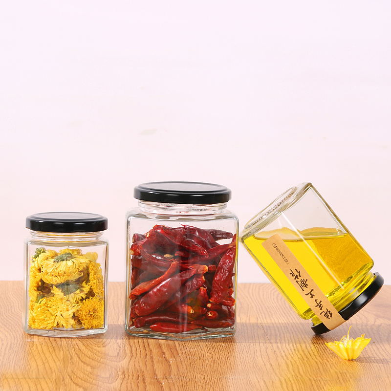 500ml / 730ml Glass Hexagonal Honey Jars in Bulk Jam