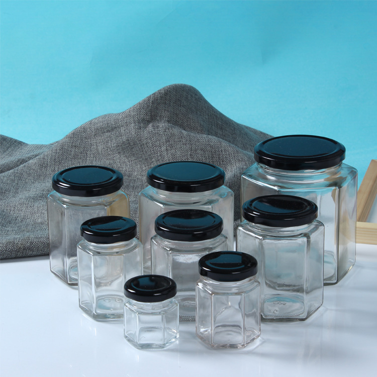 500ml / 730ml Glass Hexagonal Honey Jars in Bulk Jam