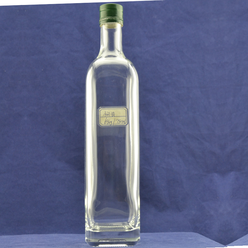 500ml 750ml 1000 ml clear empty round liquor wine marasca olive oil glass bottles with lid essential oil bottle for cooking