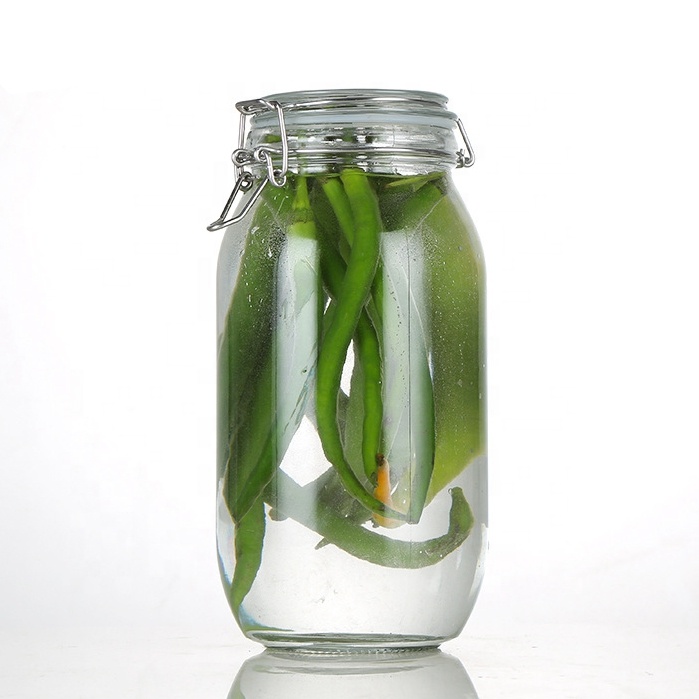 500ml 750ml 1000ml 1500ml 2000ml 3000ml Glass Preserving Storage Jar with Airtight Hinged Lid and Leak Proof Gasket