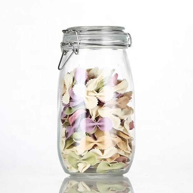 500ml 750ml 1000ml 1500ml 2000ml 3000ml Glass Preserving Storage Jar with Airtight Hinged Lid and Leak Proof Gasket