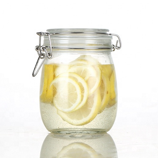 500ml 750ml 1000ml 1500ml 2000ml 3000ml Glass Preserving Storage Jar with Airtight Hinged Lid and Leak Proof Gasket