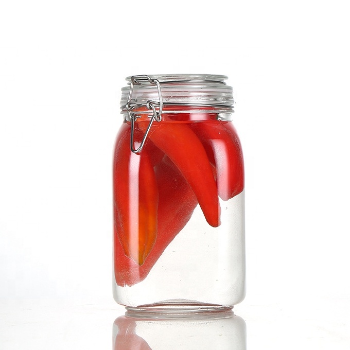 500ml 750ml 1000ml 1500ml 2000ml 3000ml Square Glass Preserving Storage Jar with Airtight Hinged Lid and Leak Proof Gasket