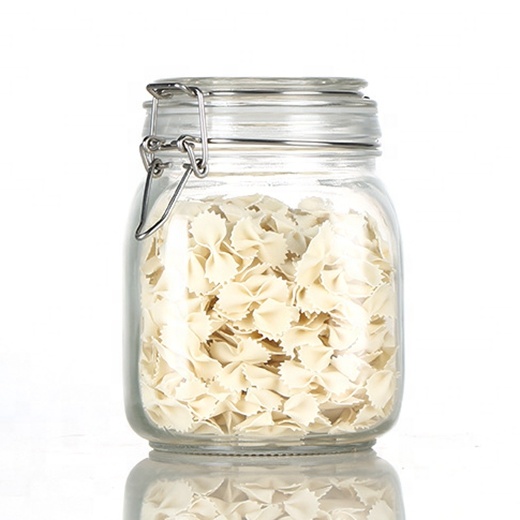 500ml 750ml 1000ml 1500ml 2000ml 3000ml Square Glass Preserving Storage Jar with Airtight Hinged Lid and Leak Proof Gasket