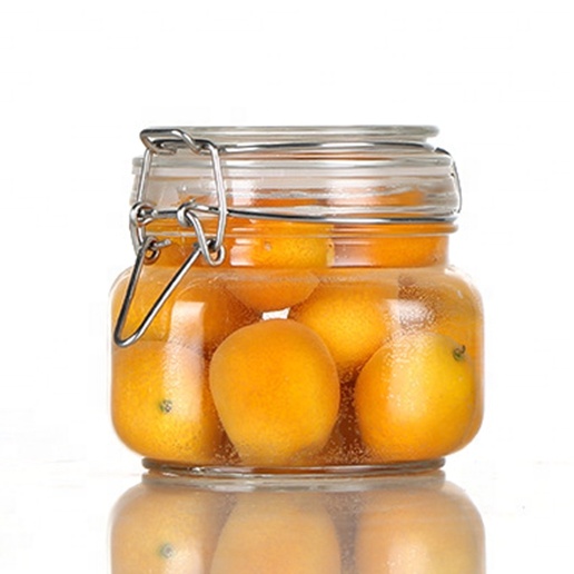 500ml 750ml 1000ml 1500ml 2000ml 3000ml Square Glass Preserving Storage Jar with Airtight Hinged Lid and Leak Proof Gasket