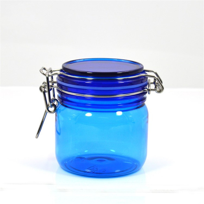 500ml 750ml 1000ml 1500ml 2000ml 3000ml clamp top square plastic mason food storage jar with metal lock