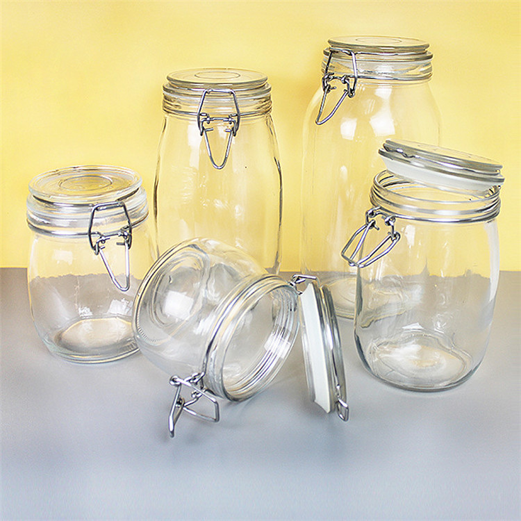 500ml/750ml/1000ml/1500ml/2000ml cereal food honey rubber seal hermetic glass storage jars