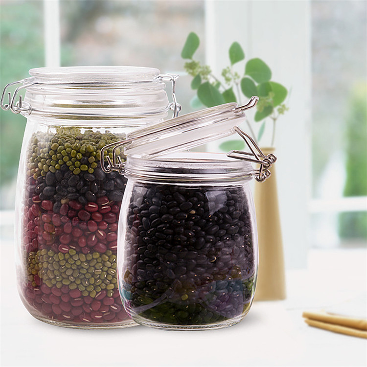 500ml/750ml/1000ml/1500ml/2000ml cereal food honey rubber seal hermetic glass storage jars