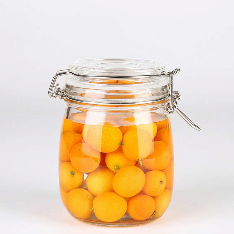 500ml 750ml 1000ml 1500ml wide mouth food storage glass jar with clip top lid