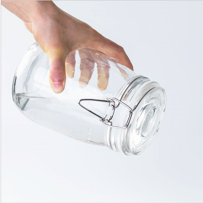 500ml 750ml 1000ml 1500ml wide mouth food storage glass jar with clip top lid