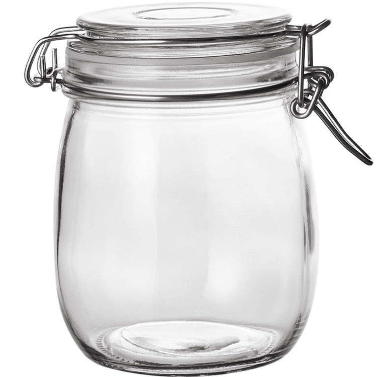 500ml 750ml 1000ml 1500ml wide mouth large clear glass storage  jar with clip glass top lid