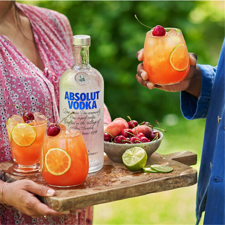 500ml 750ml 1000ml High Quality Empty Absolute Vodka Glass Bottles with Lids