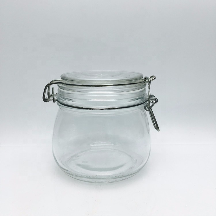 500ml 750ml 1000ml swing top glass jar clip lid jars for cookie snacks rice food storage