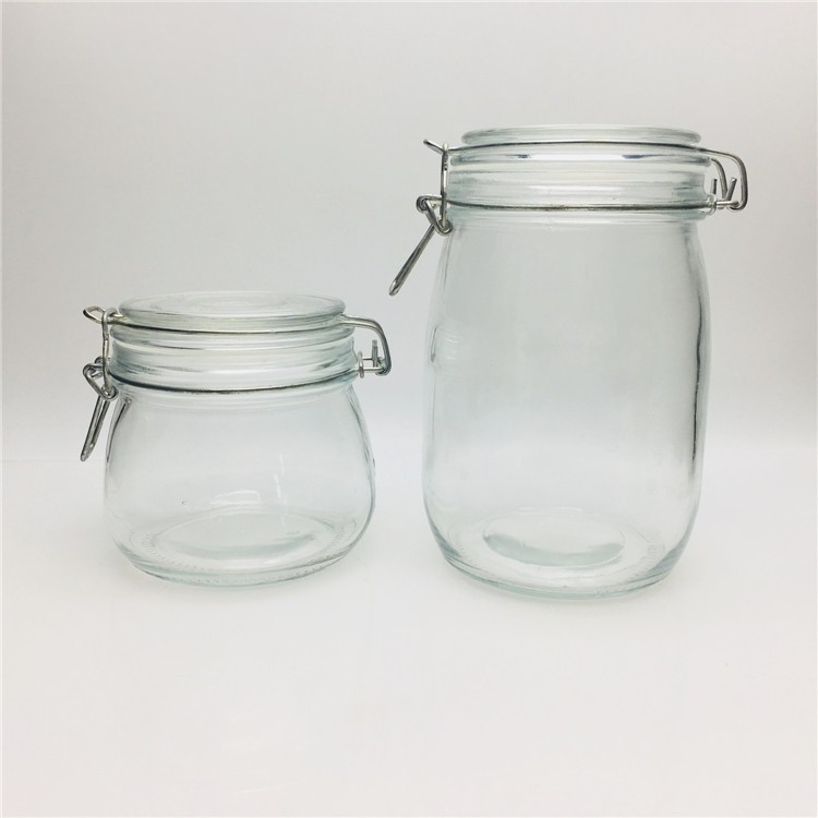 500ml 750ml 1000ml swing top glass jar clip lid jars for cookie snacks rice food storage