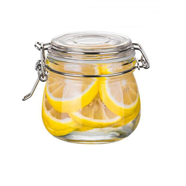 500ml 750ml 1000ml wide mouth food storage glass with sealed glass clamp lid