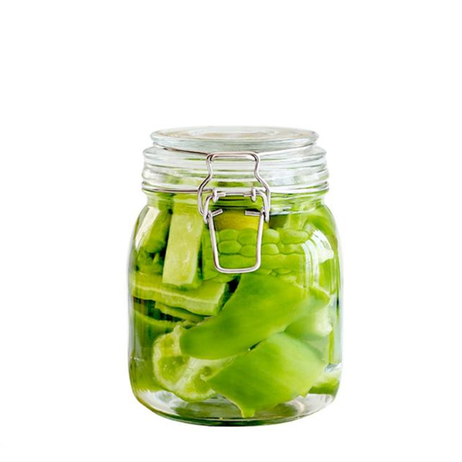 500ml 750ml 1000ml wide mouth food storage glass with sealed glass clamp lid