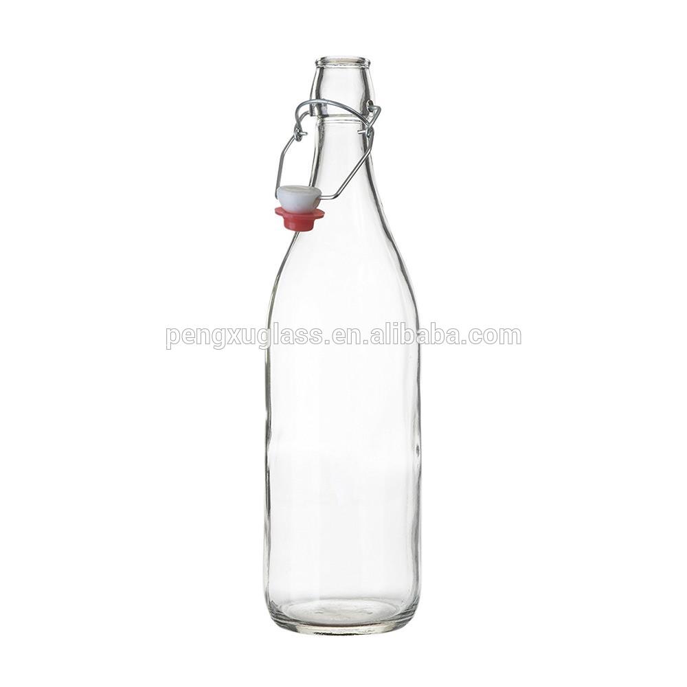 500ml 750ml 1L Clear Swing Top Stopper Glass Beer Bottle for Juice Kombucha Wholesale Free Sample