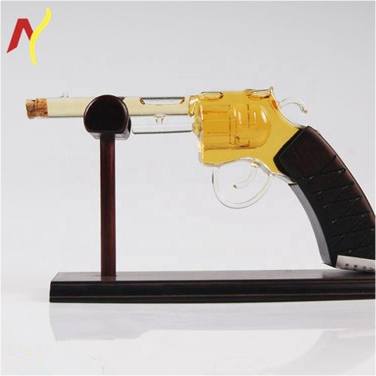 500ml 750ml gun shape liquor spirits glass wine bottle with crown cap